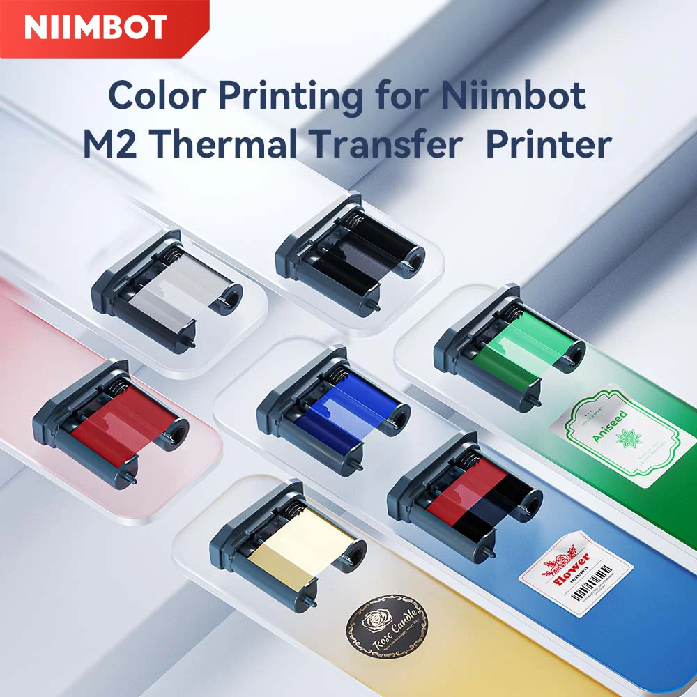 Niimbot M2 Thermal Transfer Label Paper Color Printing Ribbon White/Silver/Transparent/Cable Label Stickers Long-term Storage