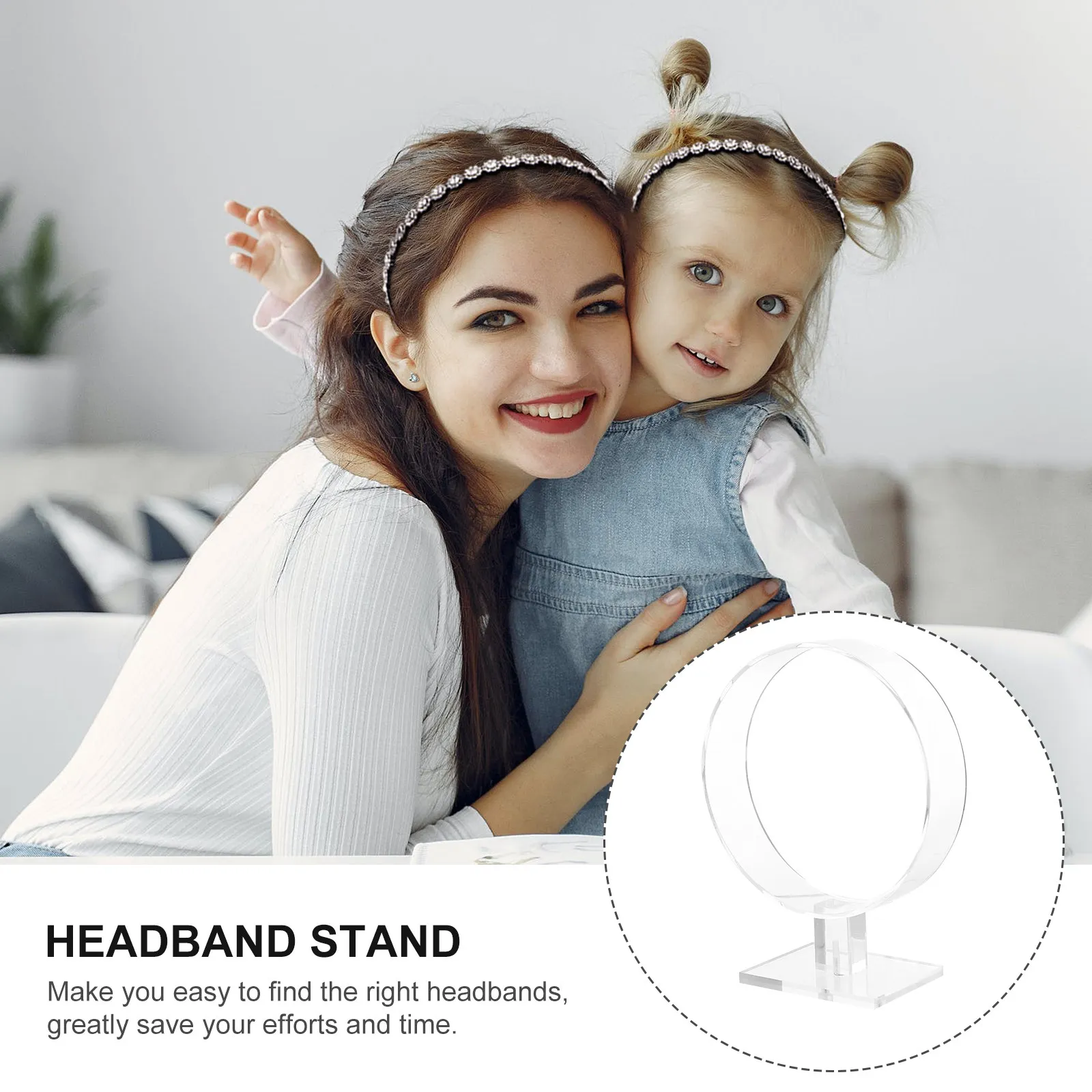 

Round Shape Acrylic Headband Stand Holder for Hairband Organizer Display Rack Headpiece Storage Women Fashion Accessory