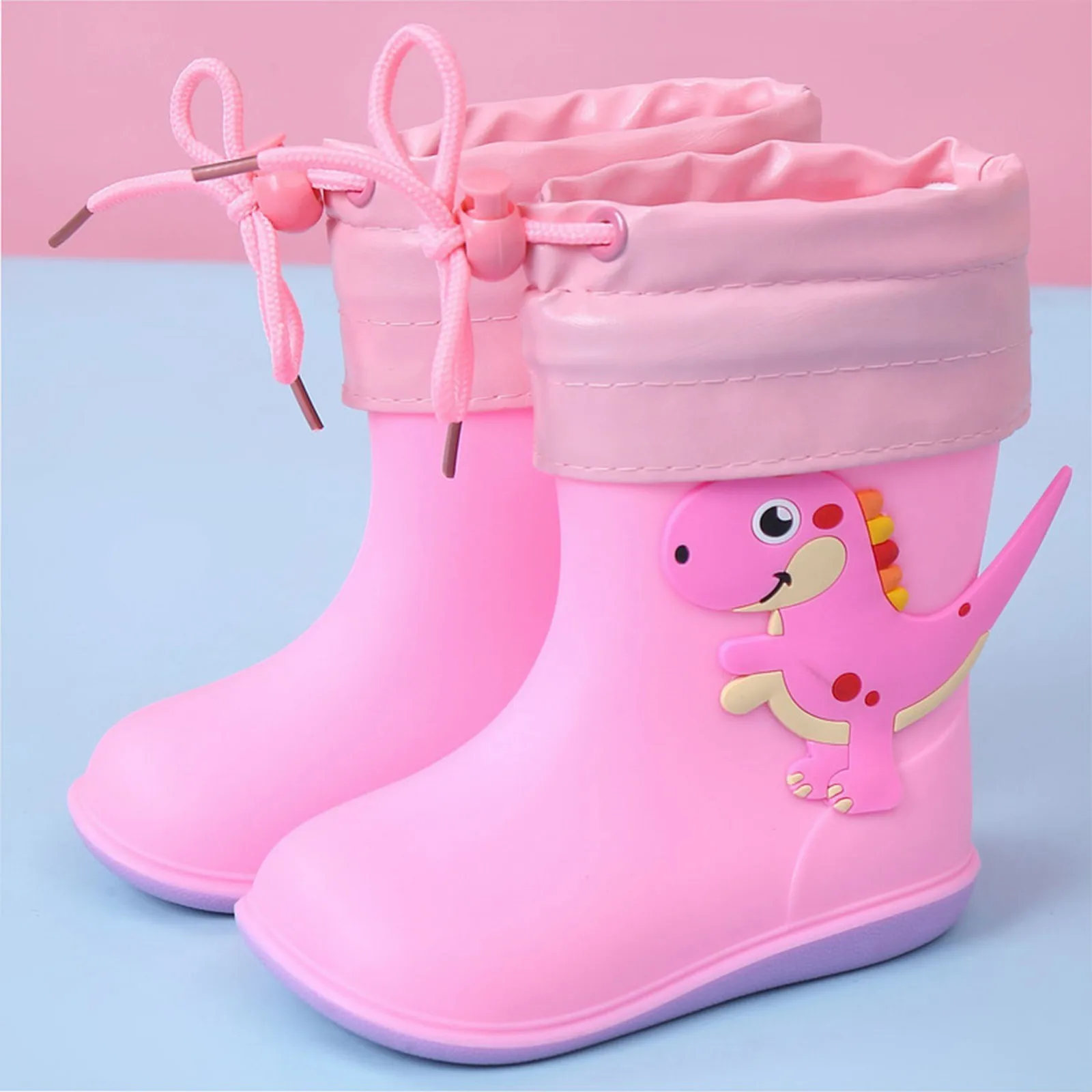 Kids Girl Boy Rain Boots Waterproof Toddler Rainboots Children\'s Shoes Rubber Boots Kids Baby Cartoon Dinosaur Water Shoes Boots