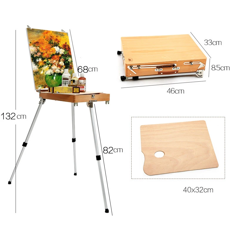 Wooden Stand Painting Easel Sketchbook for The Artist's Easel Table for Drawing Aluminum Alloy Artist Box Art Supplies Easel