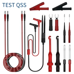 QSS Multimeter Test Leads Kit Digital Electrical Test Probes Set with Alligator Clips Test Tweezer Wire-Piercing Back Probe Pin