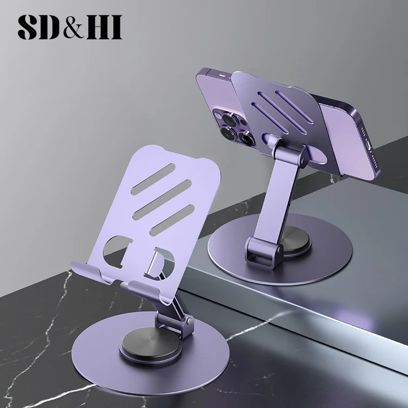 Metal 360° Rotation Mobile Phone Tablet Holder Anti Slip Foldable Regulate Portable Lazy Desktop Live Mobile Phone Stand Mount