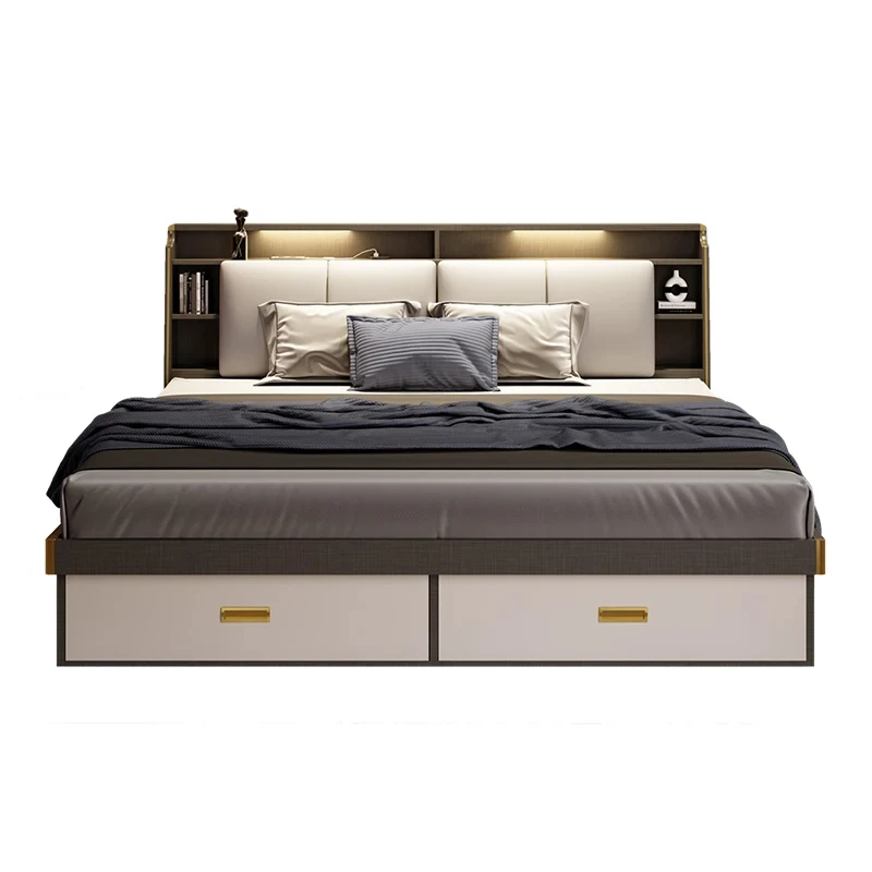 

Modern Marriage Bed Minimalist Queen Size Luxury Bedroom Bed Multifunctional Storage Camas De Casal De Luxo Home Furniture