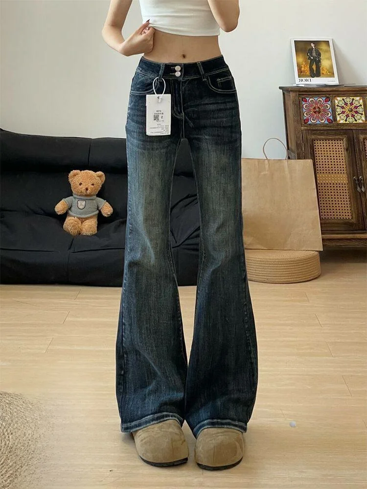 

Slim Fit High Waist American Style Jeans Women's Nine-Piece Slim Straight Leg Jeans Thin Pencil Long Trousers for Summer