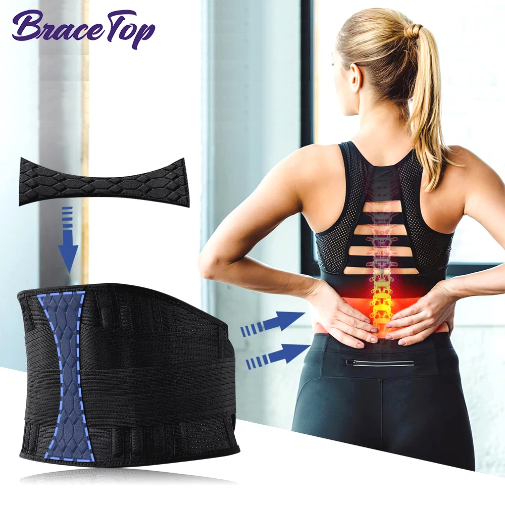 BraceTop Sports Lumbar Support Belt Lower Back Brace for Lifting, Herniated Disc, Sciatica, Pain Relief, Breathable Lumbar Brace