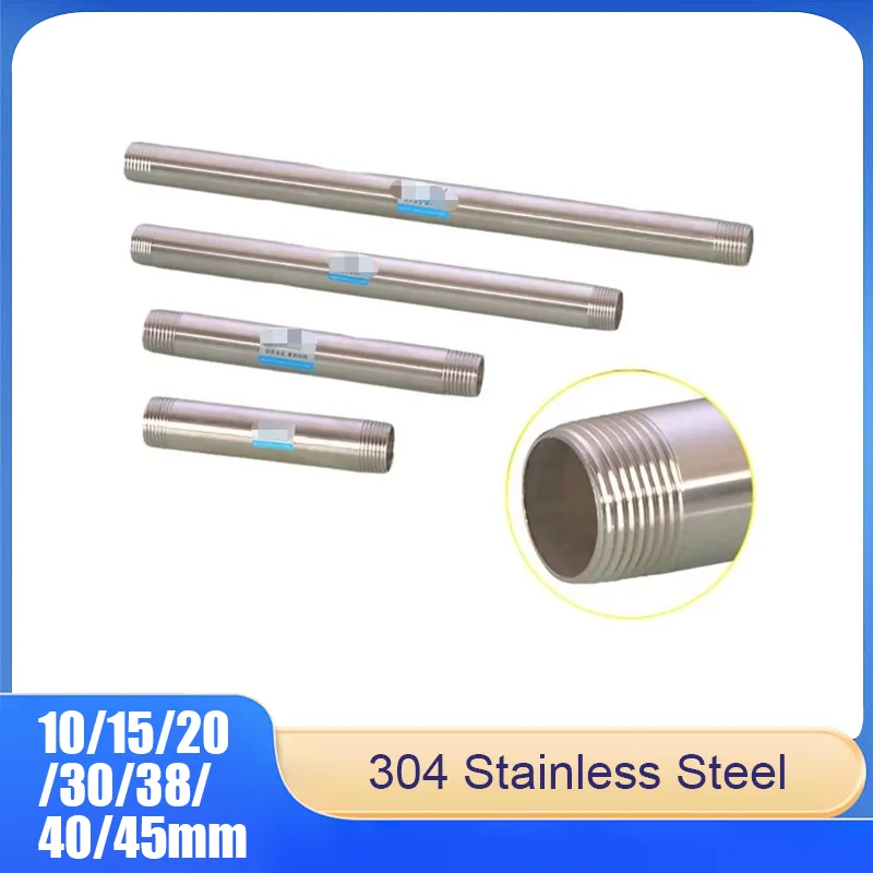 

304 Stainless Steel Extension Pipe 4mm, 6mm, 1-inch Extended Length Double External Threads on Both Ends Seamless Pipe