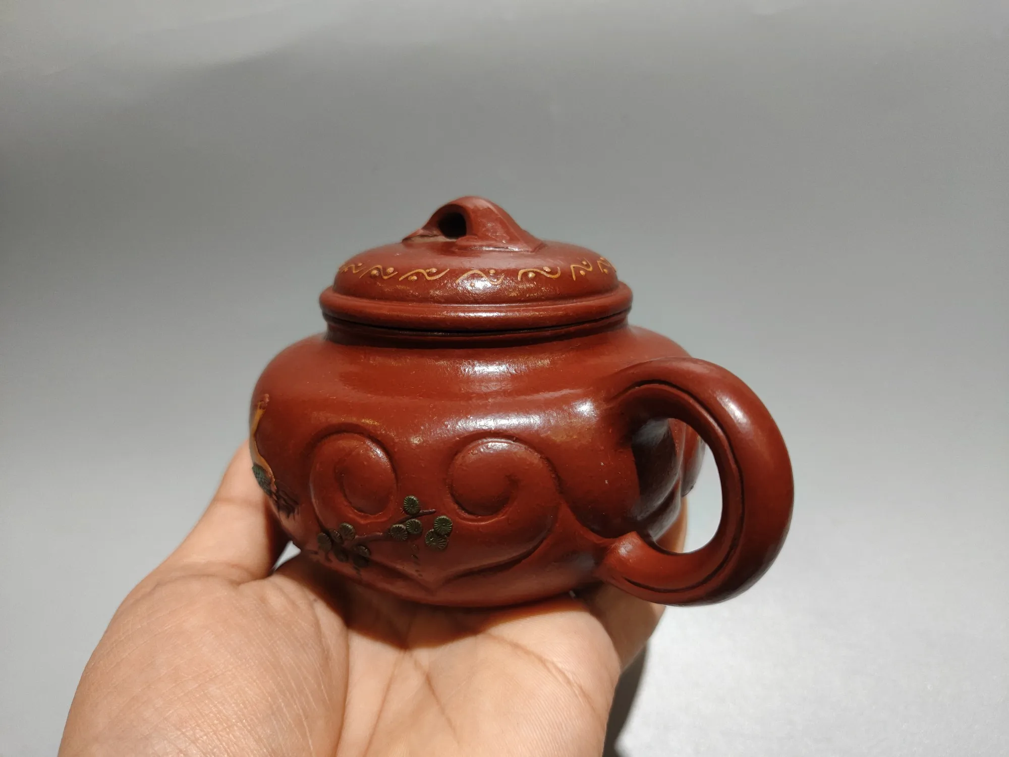 Purple Clay Pot Painted Duck Ruyi Pattern Ruyi antique teapot Two tone teapot Kettle Teapot  Pot Tea