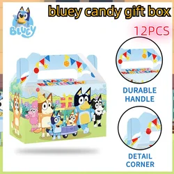 Bluey And His Family Gift Box Children Cartoon White Cardboard Portable Candy Gift Box Birthday Party Gift Portable Popcorn Box