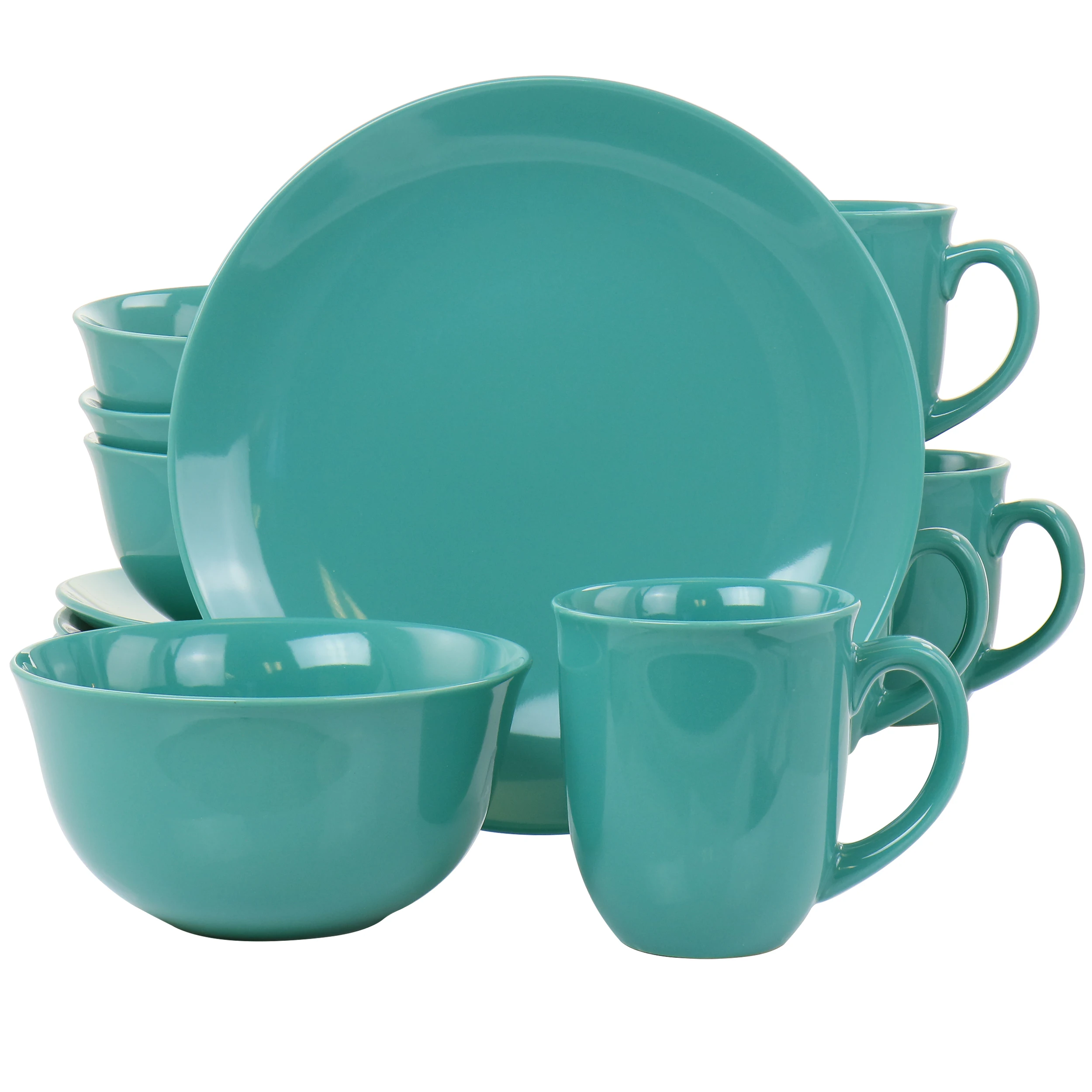 

Teal Green Round Stoneware Dinnerware Set, 12-Piece, Durable & Stylish