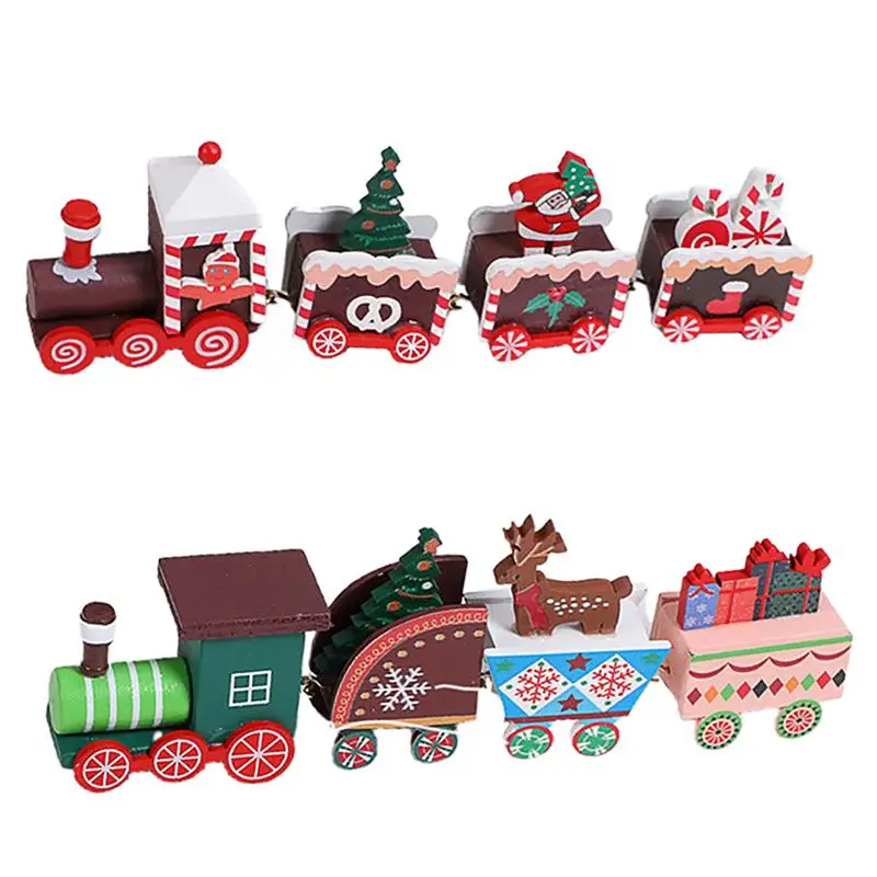 

2pcs Santa Train Xmas Train Set Christmas Child Gifts Wooden Christmas Tree Ornaments Holiday Train Set Train Set