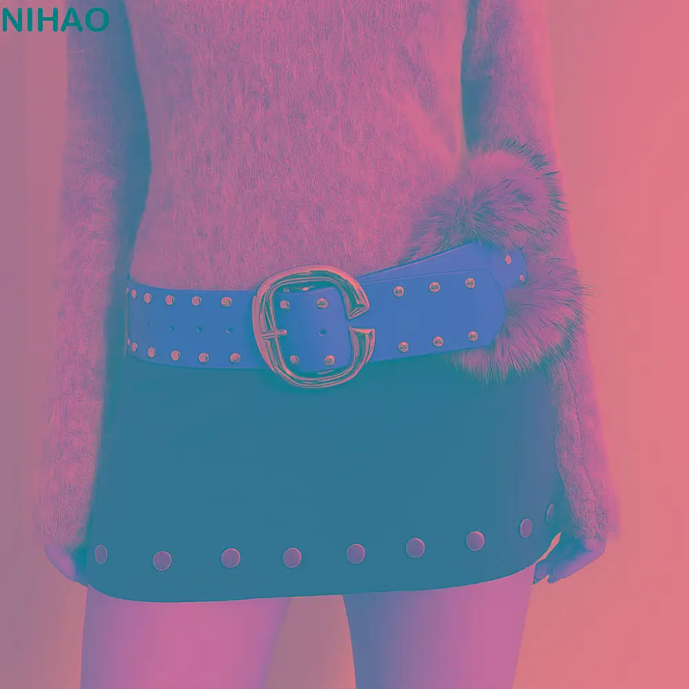 

Simple Rivet Leather Fur Belt Faux Fur Punk Y2K Waistband Versatile Jeans Decor Plush Belt Dress Decoration