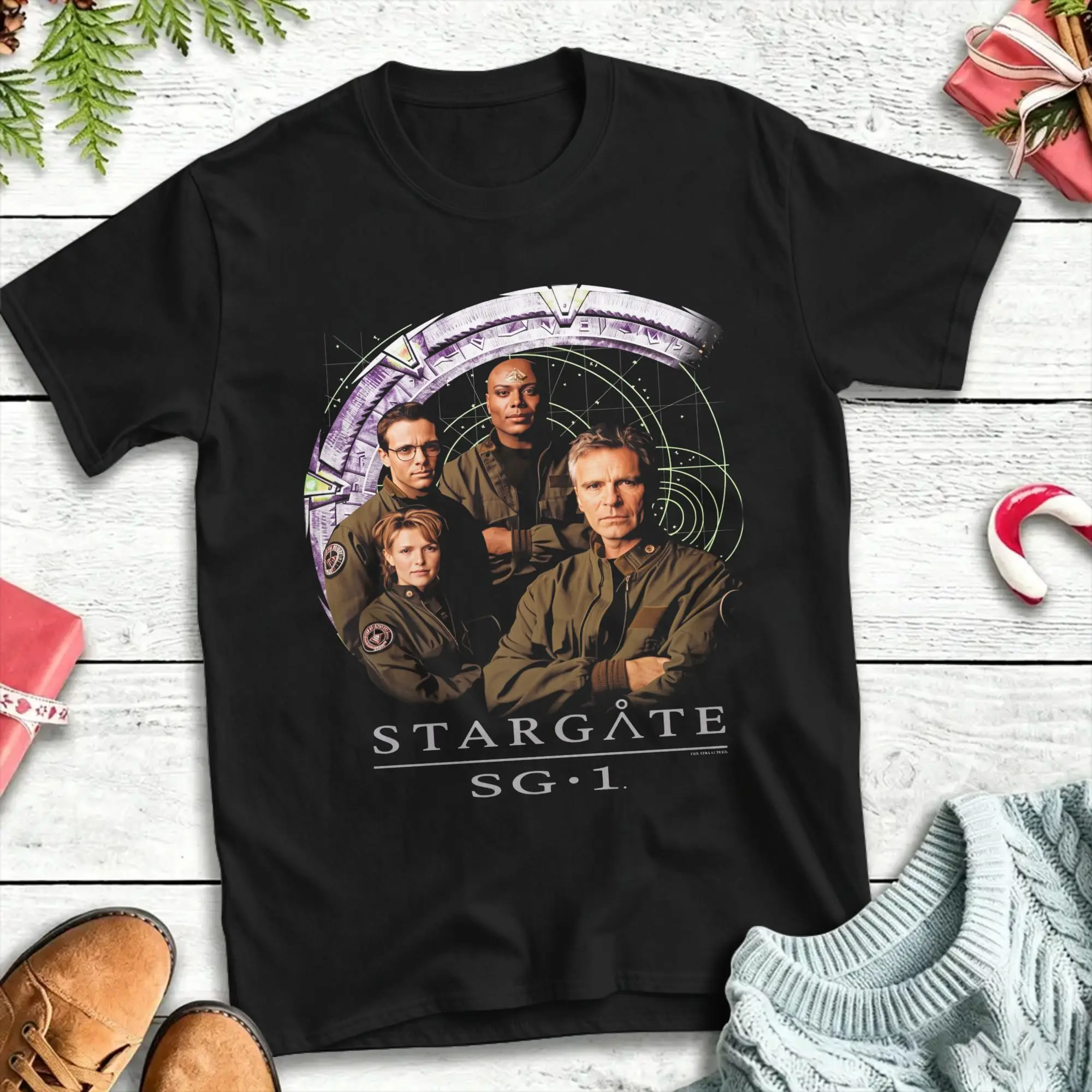 Stargate SG-1 Cast Men's T Shirt  Awesome Tees Short Sleeve Crewneck T-Shirts Pure Cotton Party Clothes