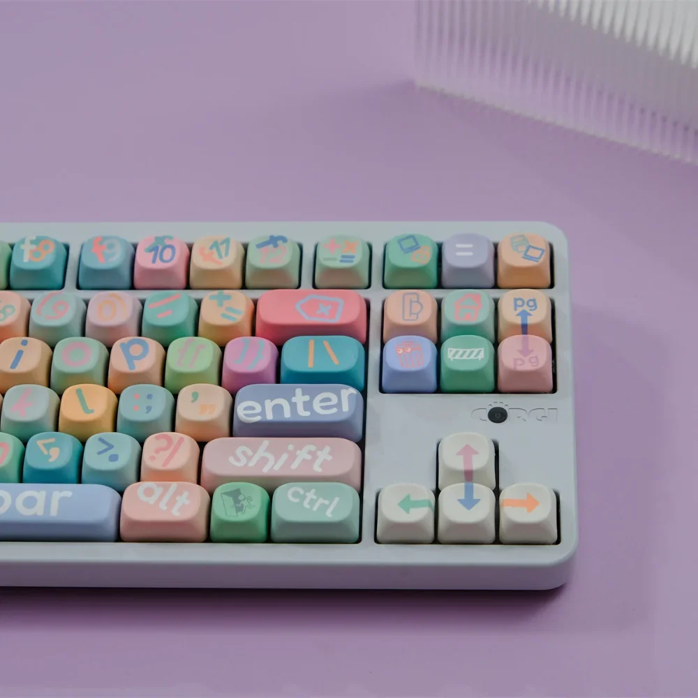 132 Keys/set Lrregular Pink Lettering Keycaps MOA XOA Profile Dye Sub PBT Keycap For 61 68 75 84 87 96 98 104 108
