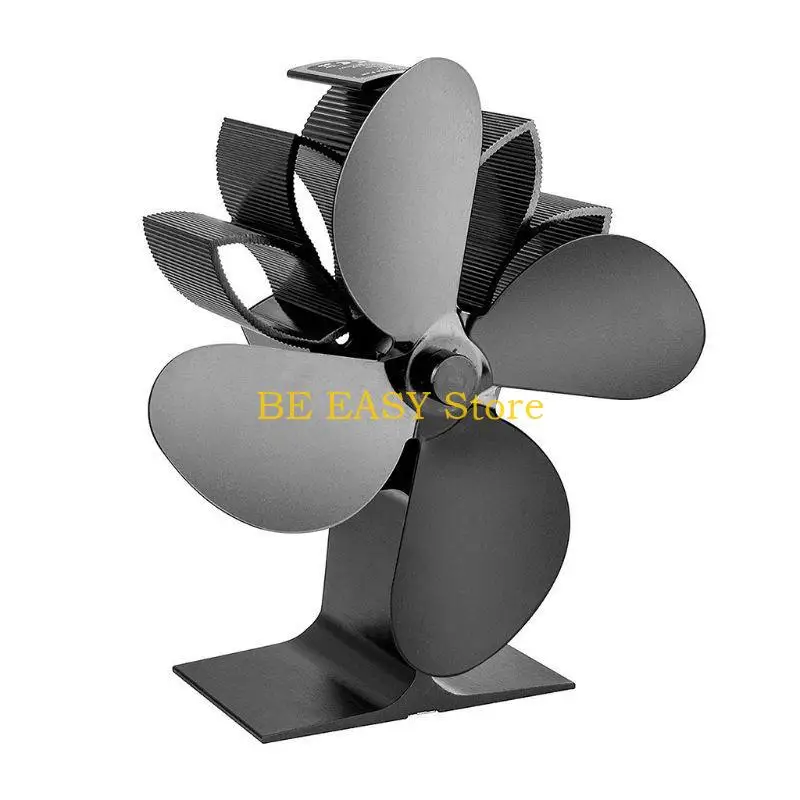 E28F 4 블레이드 열전 전원 난로 벽난로 팬 알루미늄 무음 조용한 목재 로그 팬