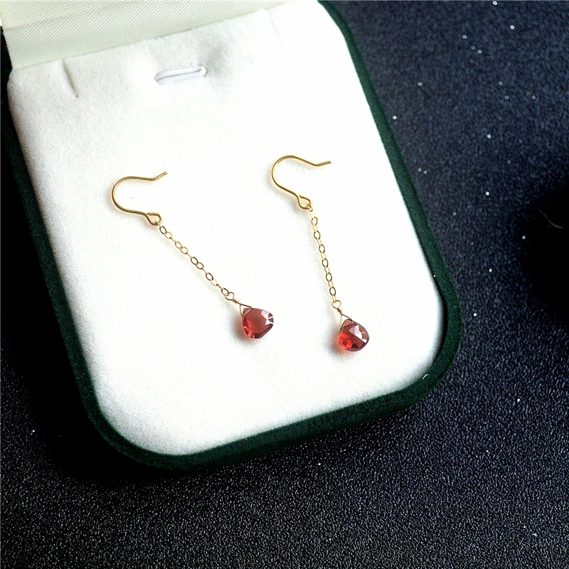 Lii Ji Garnet Drop Earrings 14K Gold Filled Women Earrings 3