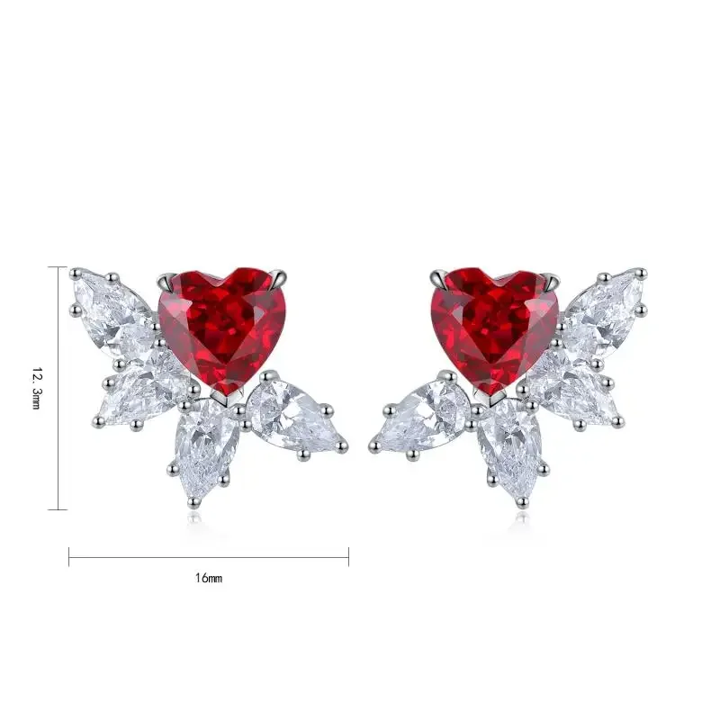 RUIF 2024 New Luxury Design S925 Silver Heart Shape Ring Lab Grown Ruby Women Jewelry Party Gift Weddingring