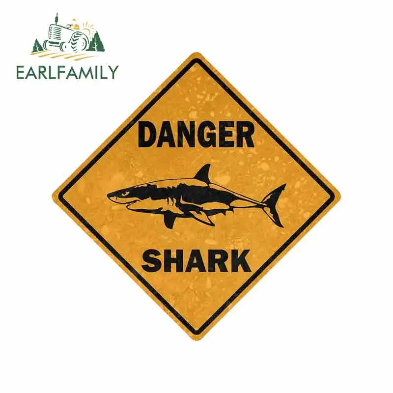 EARLFAMILY Reflective Warning Car Sticker Decal Car Bike Vinyl Motorcycle Danger Sign Shark Area Surf Bumper Decor Accessories