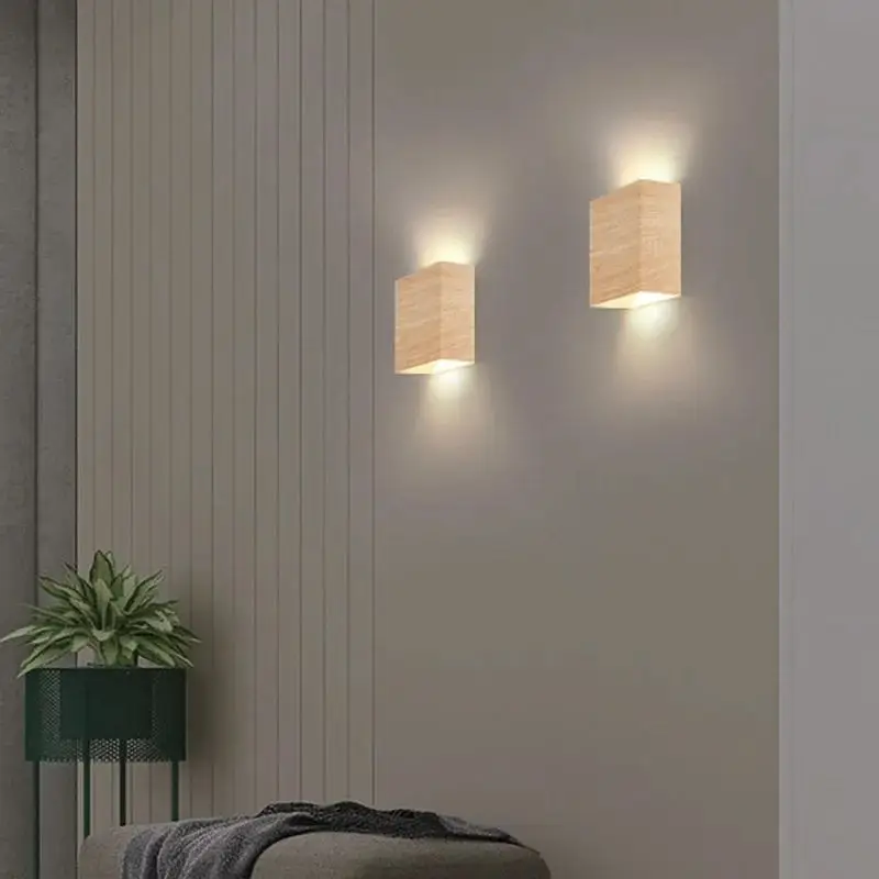 Imagem -04 - Nordic Wood Led Wall Sconces Luzes Originais de Noz de Madeira Decoração do Quarto Sala de Estar Sala de Estudo Escada Corredor