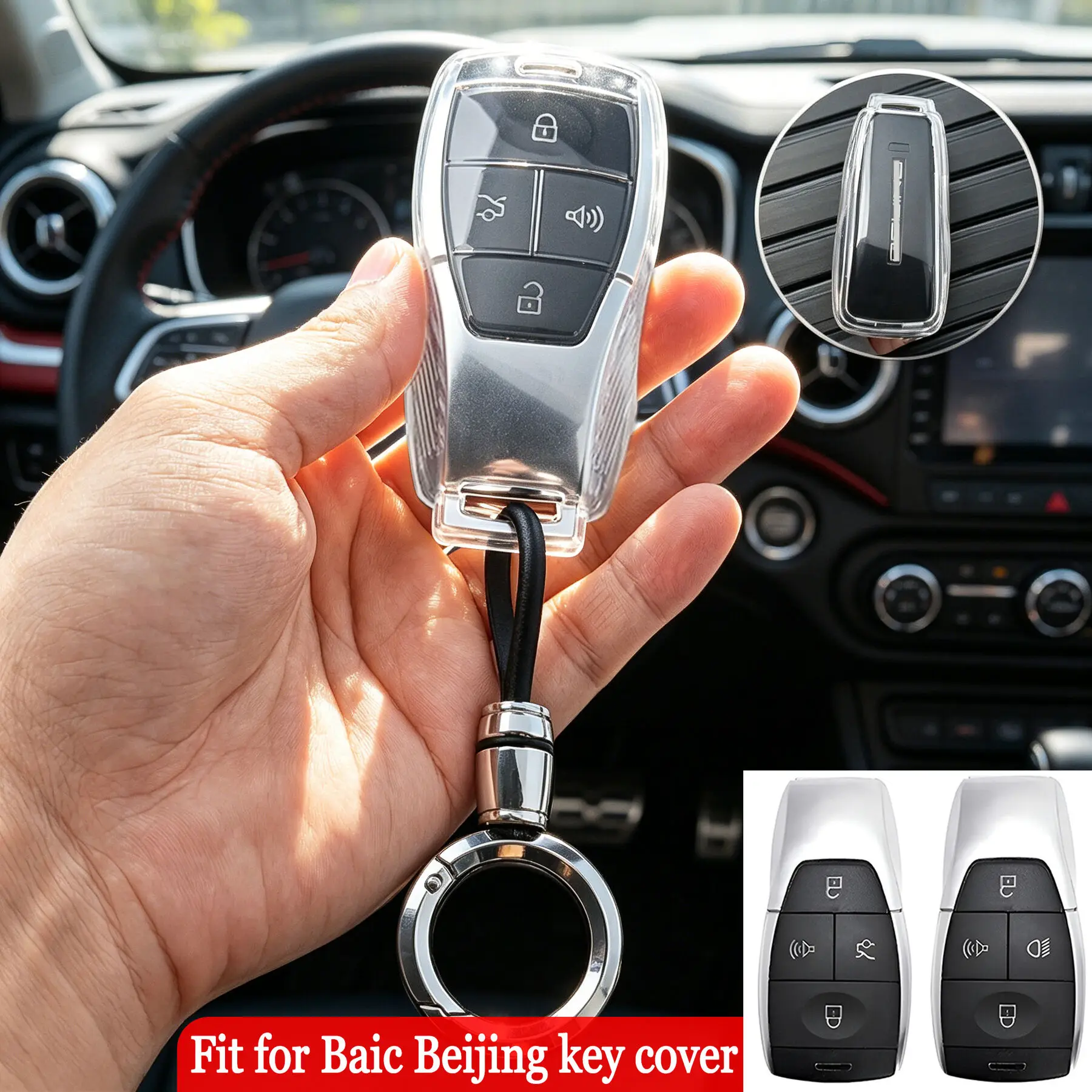 Soft TPU Key Cover Case Wallet Key Caps For Baic Evo 5 X55 X35 X75 Ii Beijing Bj40 Bj80 U7 X7 Car Keychain Holder Fob