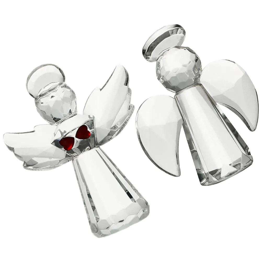 

2Pcs Angel Wing Sculpture Crystal Glass Decor Flat Bottom for Shelf Table Lovely Angel Decoration Memorial Statue