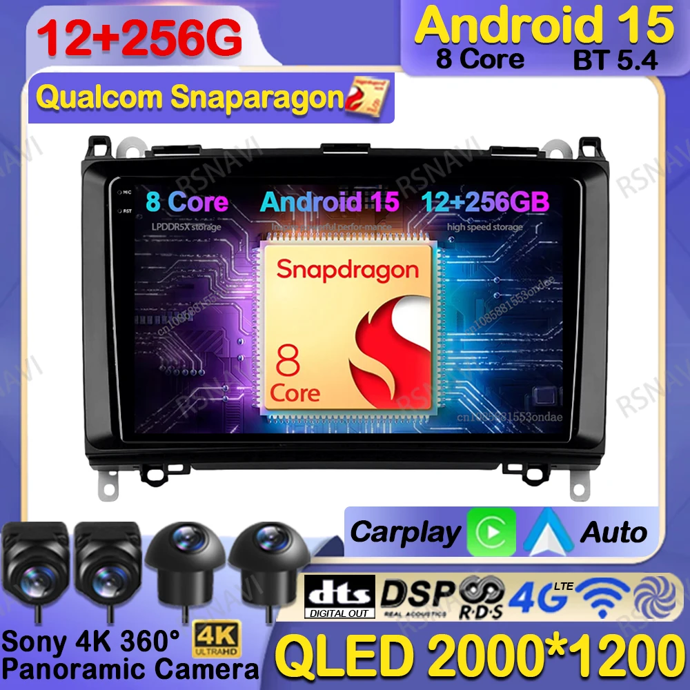 

Car Radio Android 15 For Mercedes Benz B200 Sprinter W906 W639 A B Class W169 W245 Viano Vito Autoradio Head Unit Qualcomm DSP