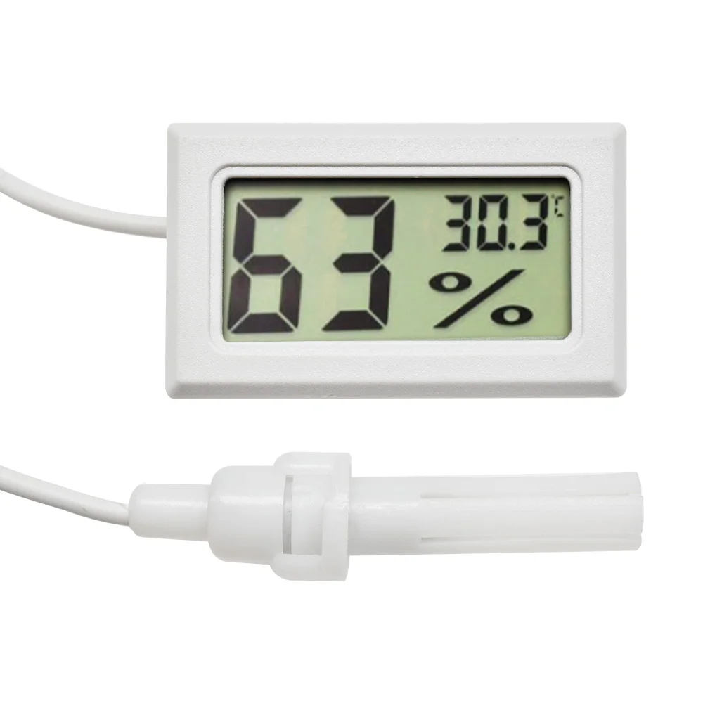 FY-12 Mini LCD Digital Thermometer Hygrometer Gauge Tester Probe Incubator Aquarium Temperature Humidity Meter With Probe 1.5m