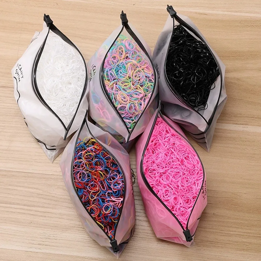 1000Pcs/Pack Small Size​​ Disposable Rubber Bands​​ ​​Rubber Material​​ ​​Vibrant Colors​​ ​​Scrunchie Hair Bands​​ Soft