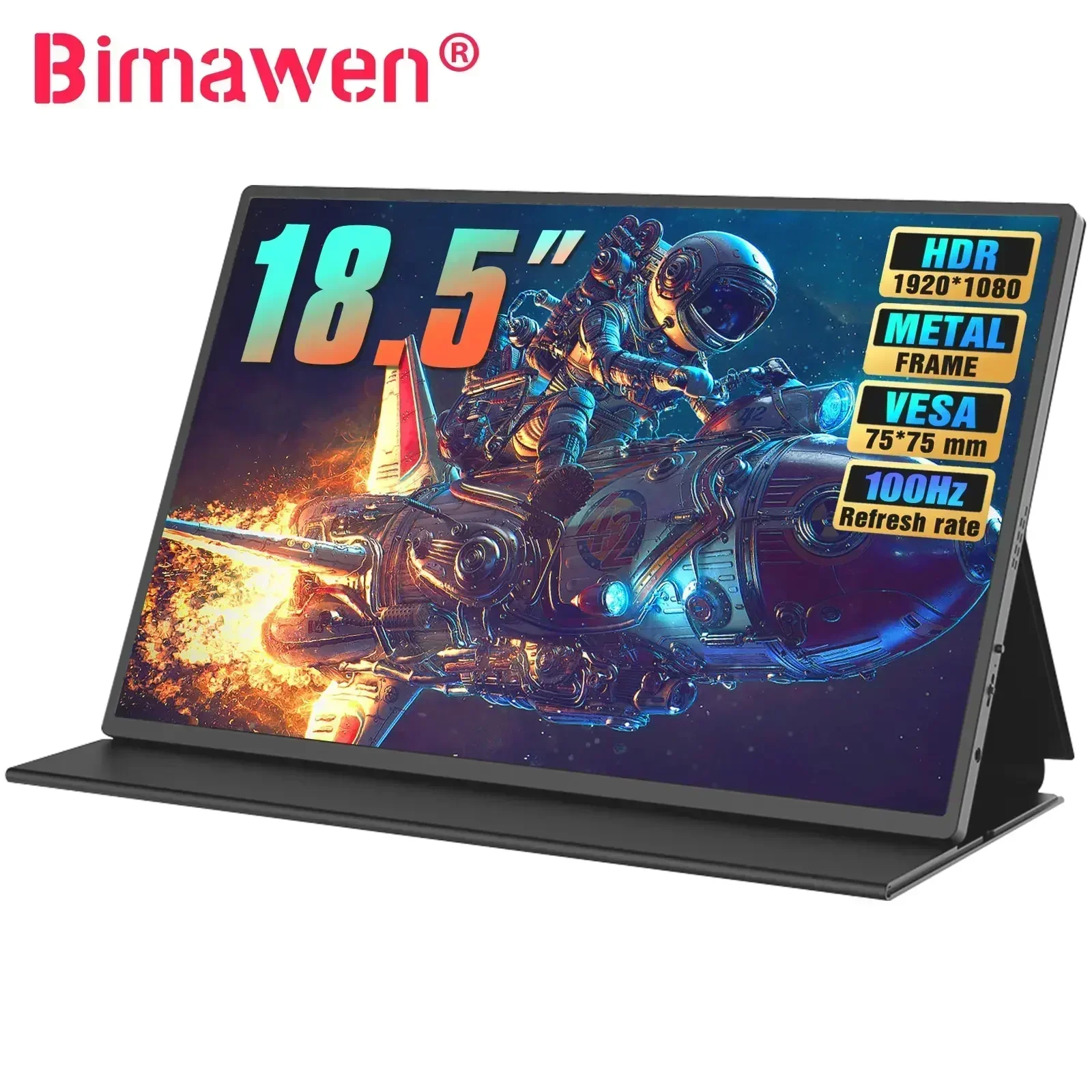 Bimawen 18.5inch 100Hz Portable Monitor 1080 Large FHD IPS Screen HDR Gaming Display W/VESATravel Second Monitor for PC Xbox PS5