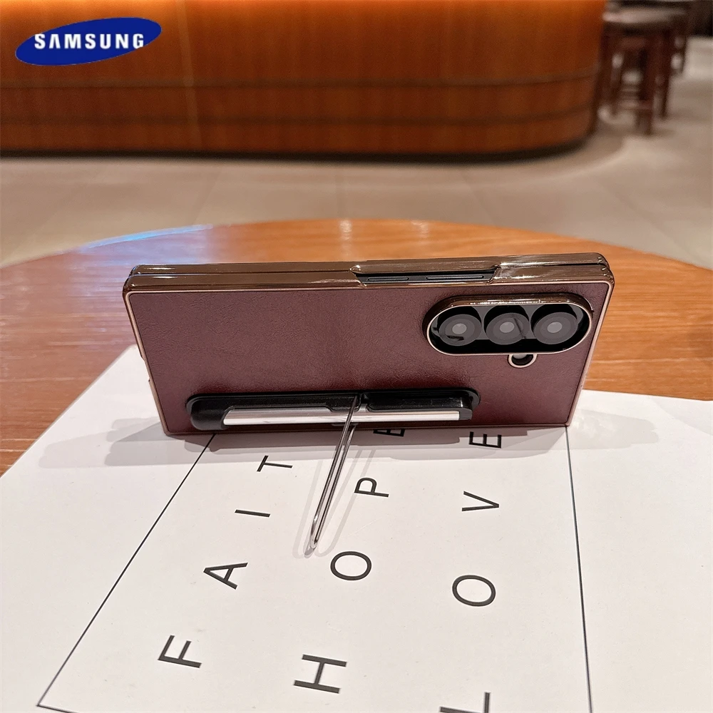 ليتشي الجلود تصفيح مع ستايلس فتحة القلم حامل القضية لسامسونج غالاكسي Z أضعاف 7 6 5 4 3 قطعة نمط جلد غطاء مقاوم للصدمات