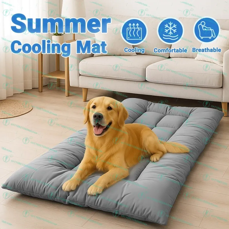 

Super Large Summer Cooling Pad Dog Sofa Bed, Super Soft Thick Polyester Pet Pad Anti-slip Bottom Dog Bed Dog Beds