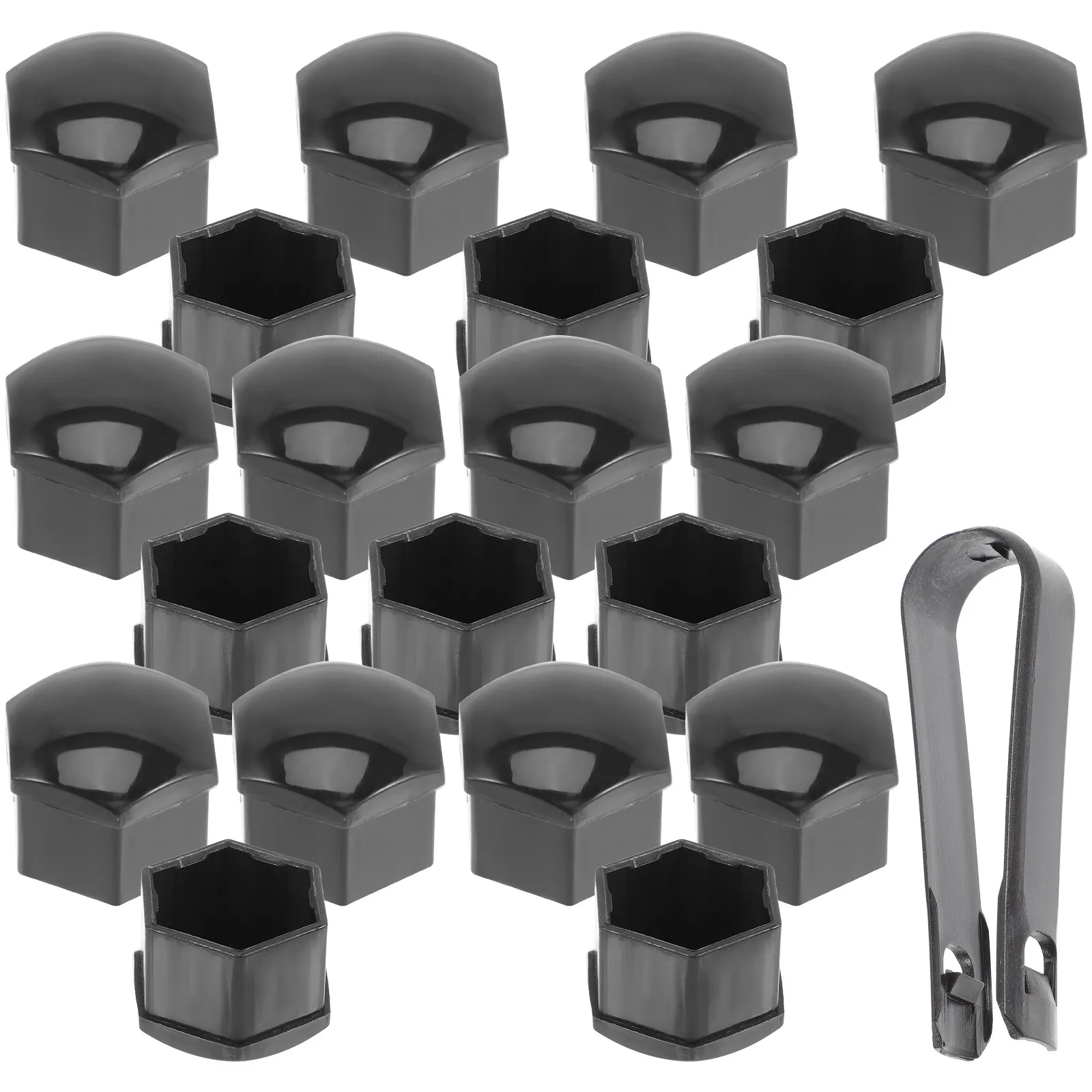 20Pcs Car Lug Nut Caps Nylon Screw Covers Dustproof Rust Protection Black Lug Nut Covers Wheel Hub Cover Fitment Tool