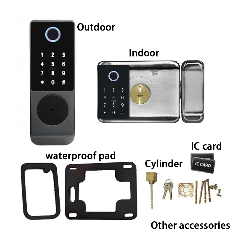 Electronic Door Lock Biometric Fingerprint Door Lock Black Smart Lock Tuya App Remote Unlocking Keyless Lock