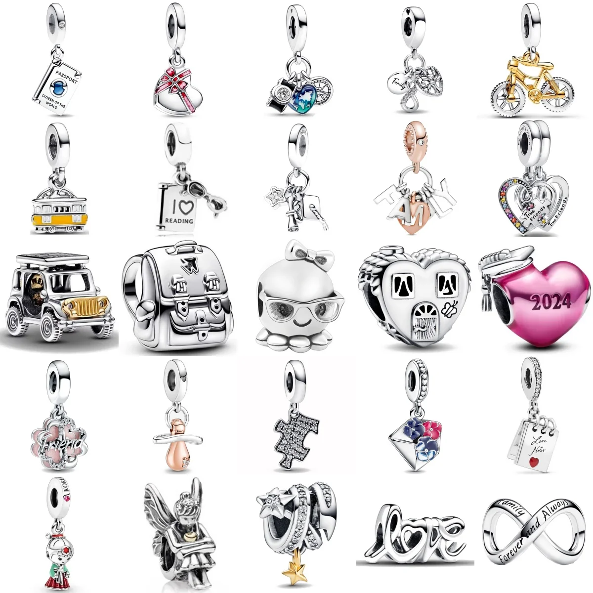 High Quality S925 Silver Backpack Puzzle Certificate Envelope Talisman Pendant Fit  Original Bracelets DIY Jewelry Accessories