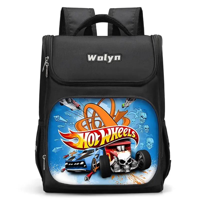 Cartoon Hot Wheels Cars Large Child Backpack Boy Girls School Bag For Men Women Traveling Backpack Durable and Multi Compartmen