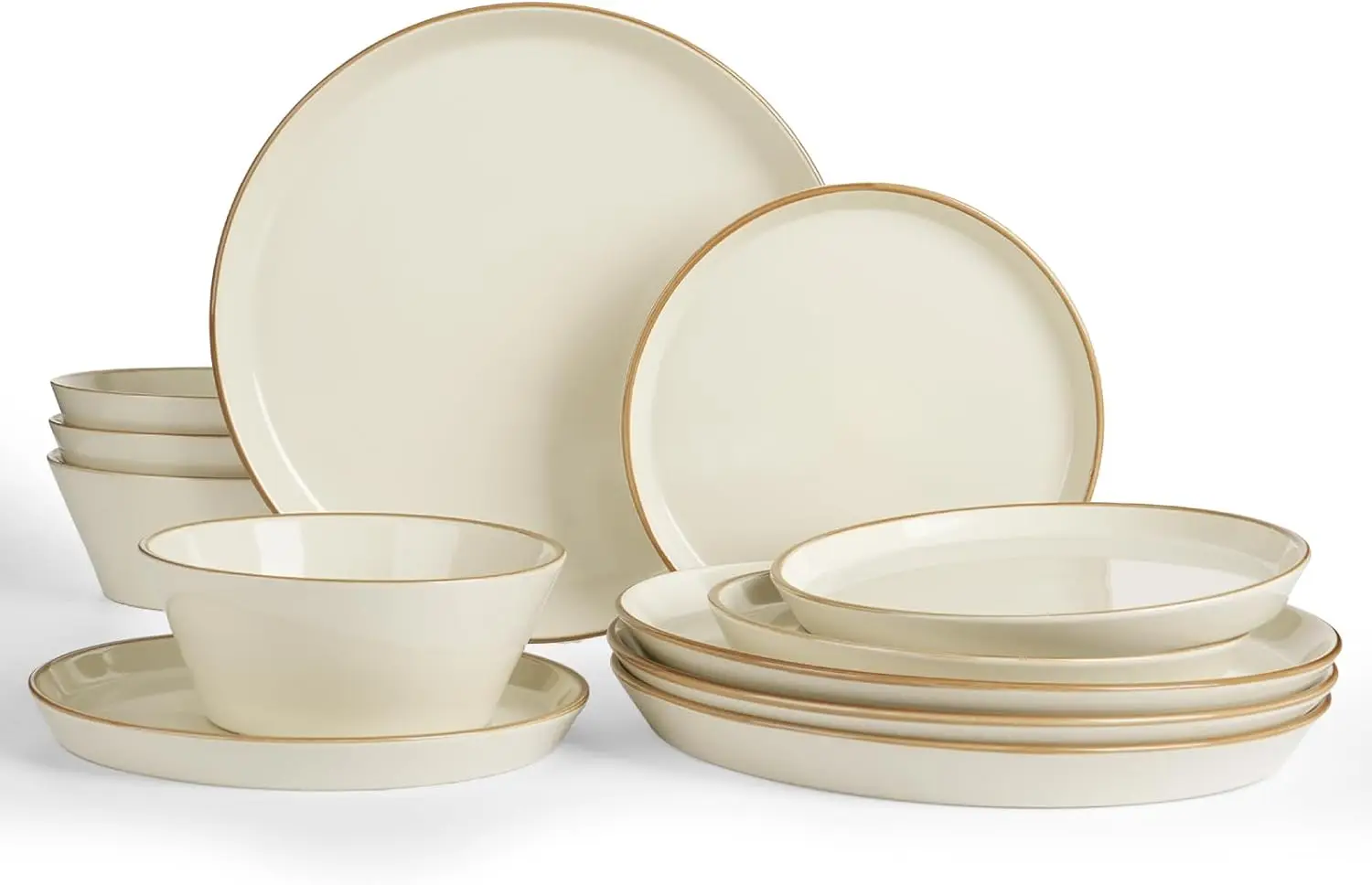 

Saturn Dinnerware Sets, Plates and Bowls Sets for 4, 12 Pieces Stoneware Dish Set - Chip and Scratch Resistant, Microwave and Di