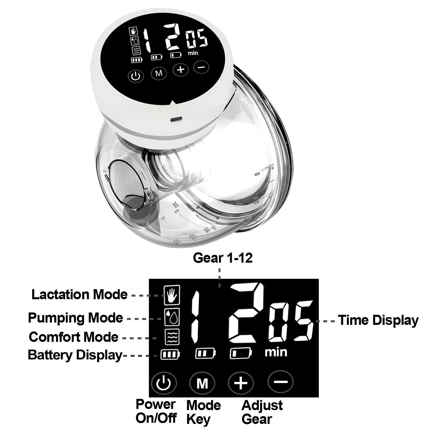 Portable Rechargeable Electric Breast Pump Integrated Silicone Breast Collector Wireless Wearable Hands Free Breast Pump
