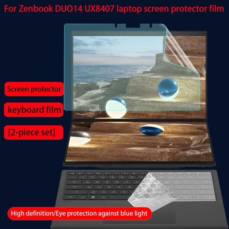 

Для Asus Zenbook Duo 14 UX8407 ​ ​ Защитная пленка для экрана ноутбука, двусторонняя, антибликовая, аксессуары для компьютера, пленка для клавиатуры