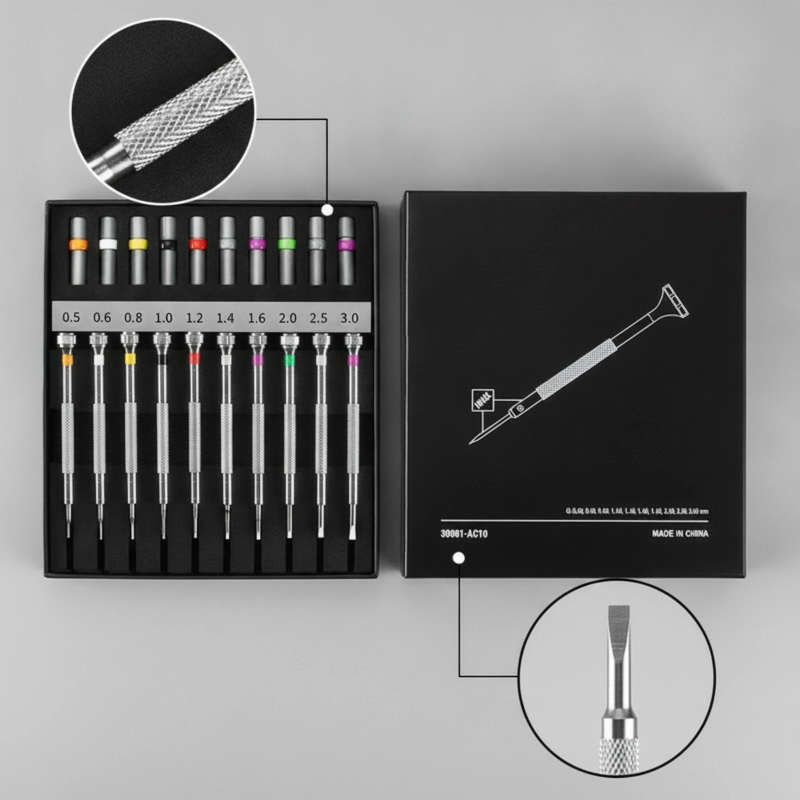 10 Pieces Precision Screwdriver Set with Case Compact Precision Screwdriver Set Repair Kit Organized Tools Knurled