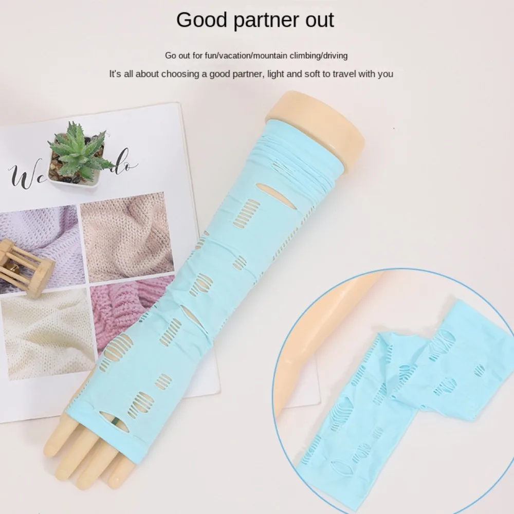 غطاء حماية لليد من الحرير الجليدي للحماية من الشمس، غطاء حماية لليد للأشعة فوق البنفسجية، أكمام للذراع، قفازات شبكية للنساء والفتيات #3