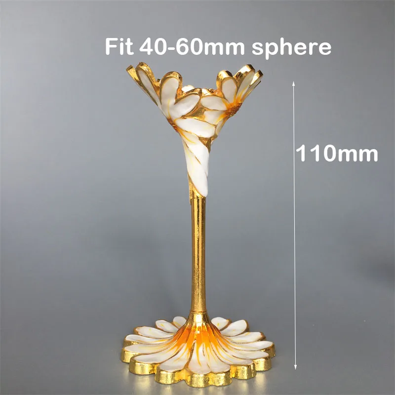 Natural Crystal Sphere Holders Metal Taller Creative Hand Painted Flower Single Crystal Ball Eggs Stand Display Base Home Decor