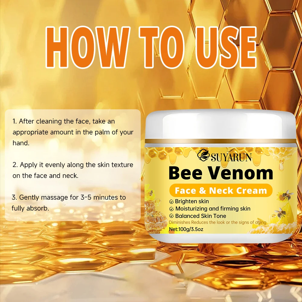 كريم SUYARUN Premium Bee Venom المضاد للشيخوخة للوجه والرقبة - لشد تقليل التجاعيد، تركيبة عضوية للترطيب العميق.