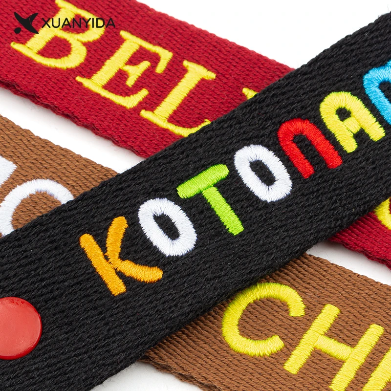 New Arrival Customized Name Tag Embroidery Keychains to Bag Key ring for Woman and Man gift