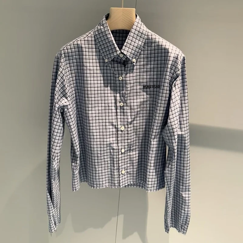 

Высококачественная синяя клетчатая женская куртка на пуговицах в Корейском стиле, свободная посадка для поездок на работу, классический дизайн