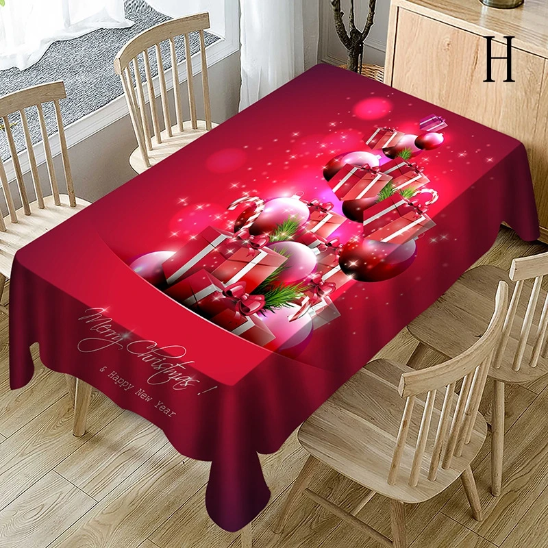 Creative New Christmas Tablecloth Printed Rectangle Anti-Fouling Anti-Coffee Polyester Fabric Table Cover for Festive Party