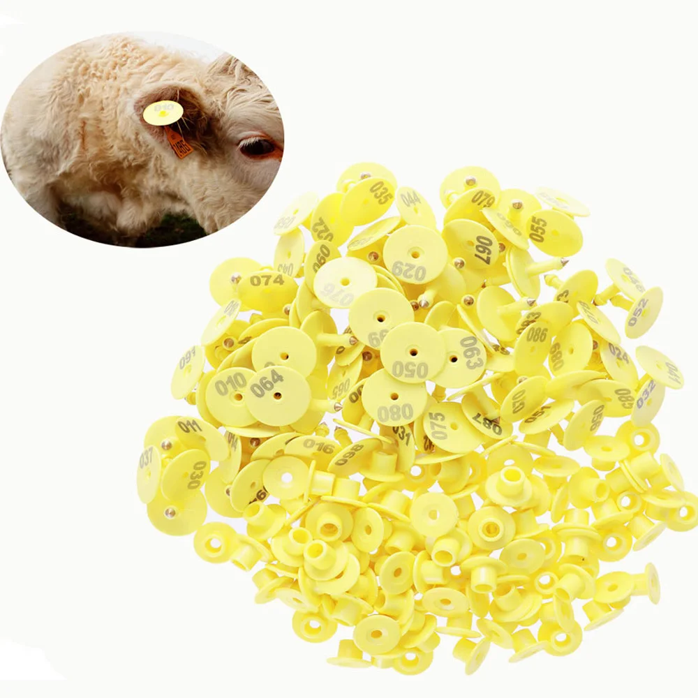 

100pcs Plastic Ear Tags For Livestock Numbered 1-100 One-Piece Design Resistant To Snagging Clear Printing Animal Identification