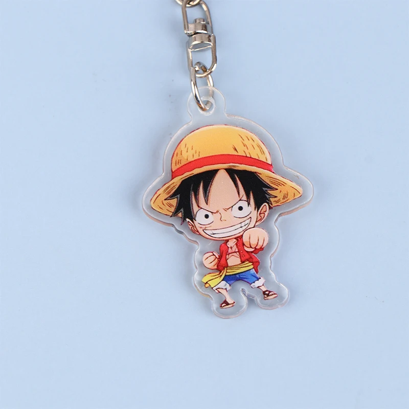 1Pc Anime One Piece Figure Acrylic Keychain Luffy Zoro Sanji Usopp Franky Bag Pendant Keyring Collectible Model Toy Gift