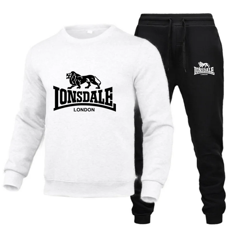Lion Animal Print Round neck Sportwear+Pants Suit Long Sleeve Pullover Men\'s Sportswear Tracksuit Outfit Two Piece Jogging Set