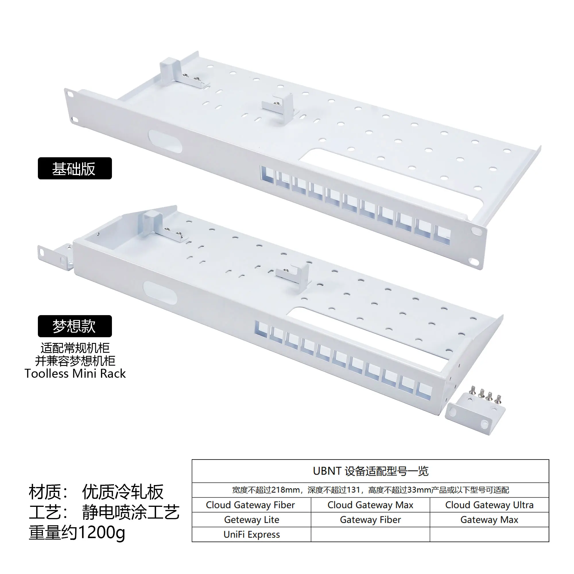 DW Hobby Custom UBNT Compatible 11U 200mm Depth Network Cabinet Tray - Basics/Plus/Dream Series, Durable Rack Mount Organizer