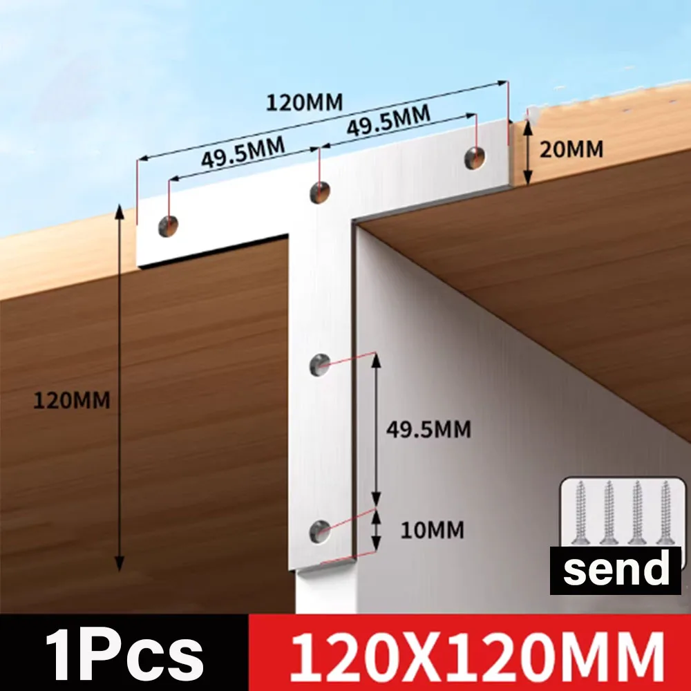 1/10pcs Stainless  Steel  L-Shaped  Corner Code 90 Degree  Right Angle Fixator  With Screws Suitable For Furniture Wooden Boards