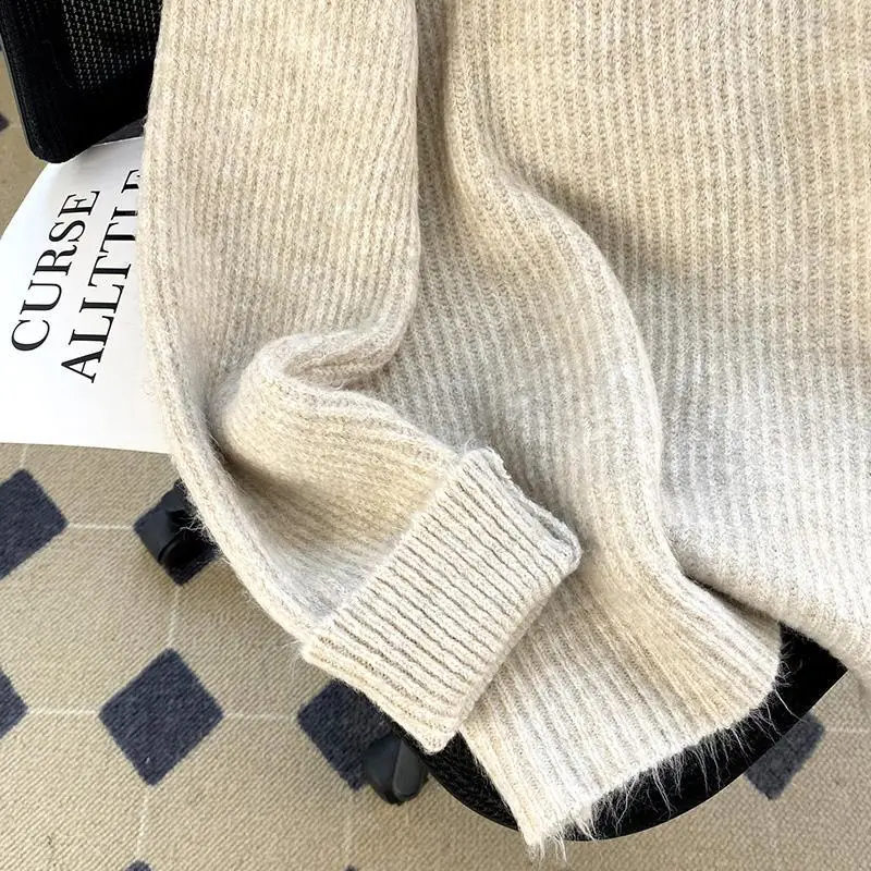 

Ele V-Ne Hollow out Knit Sweater Women's Thiened Design Unique Lazy Sle Autumn Winter Korean Version Crew Ne Knit...